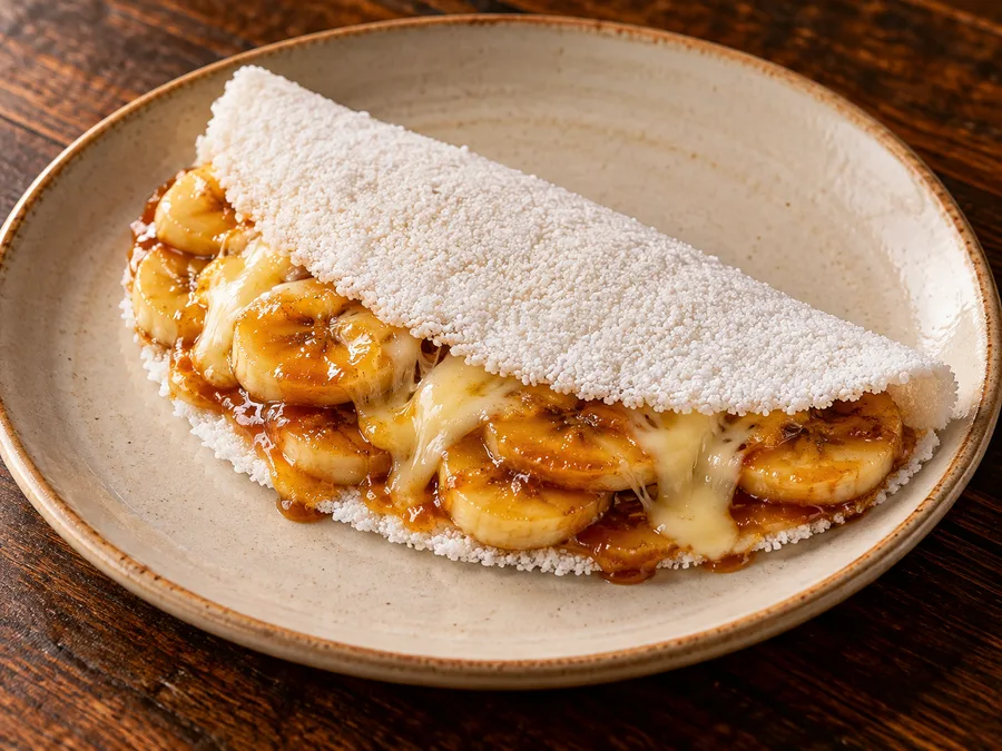 Ilustração de Banana caramelo e queijo gerada por IA