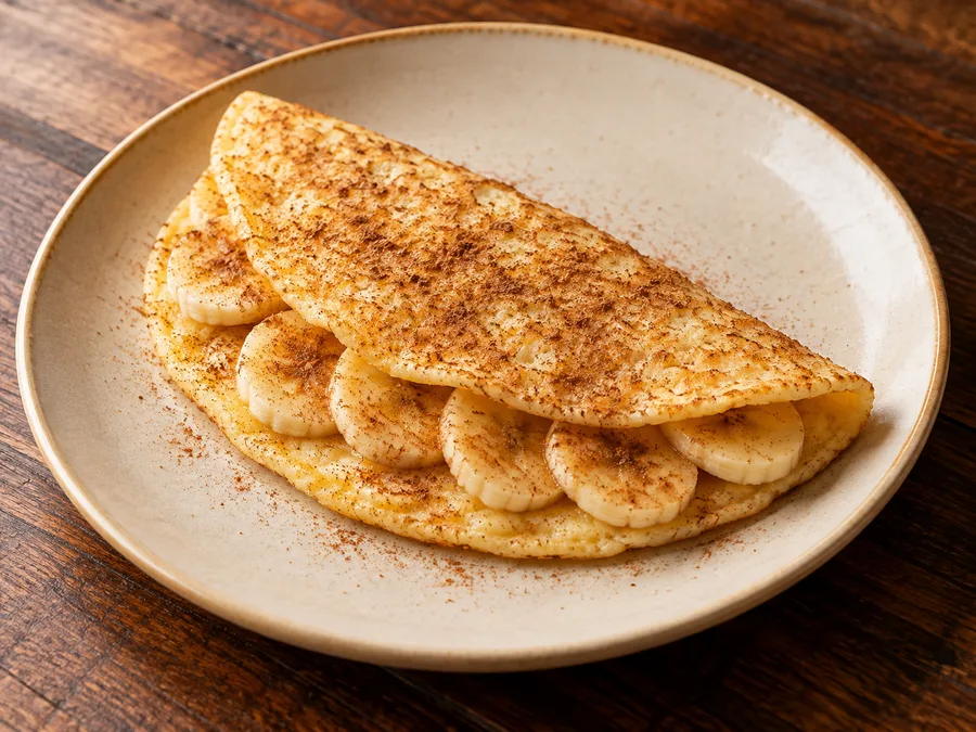 Ilustração de Crepioca Fit banana com canela gerada por IA