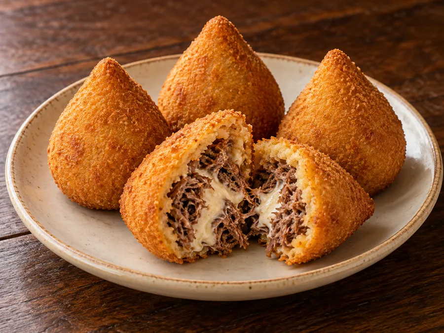 Ilustração de Coxinha de carne de sol com requeijão gerada por IA