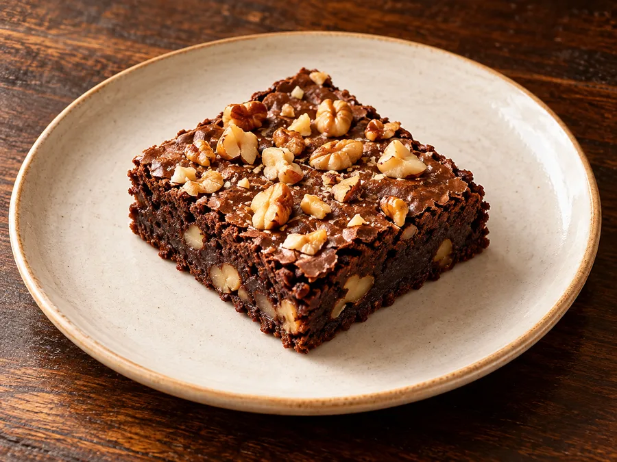 Ilustração de Brownie com castanha gerada por IA