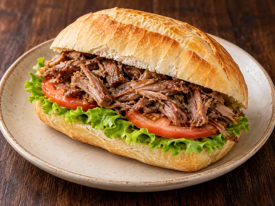 Ilustração de Sanduíche de pernil de carneiro gerada por IA