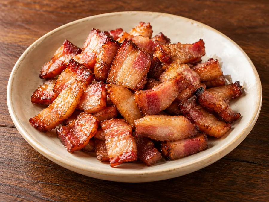 Ilustração de Bacon frito gerada por IA