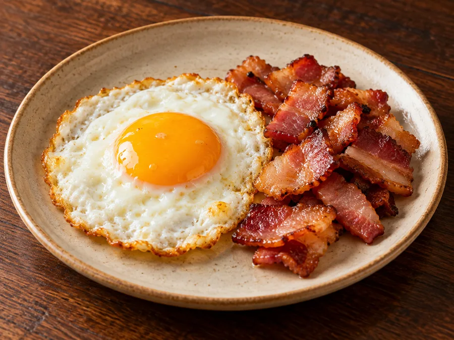 Ilustração de Ovo caipira com bacon gerada por IA