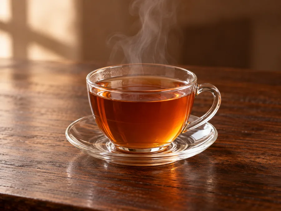 Ilustração por IA do tipo de bebida de Chá expresso quente; marca, embalagem e sabor podem variar