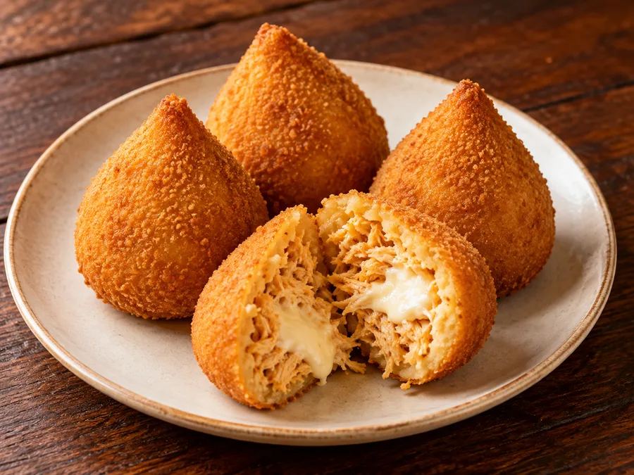 Ilustração de Coxinha de frango com requeijão gerada por IA